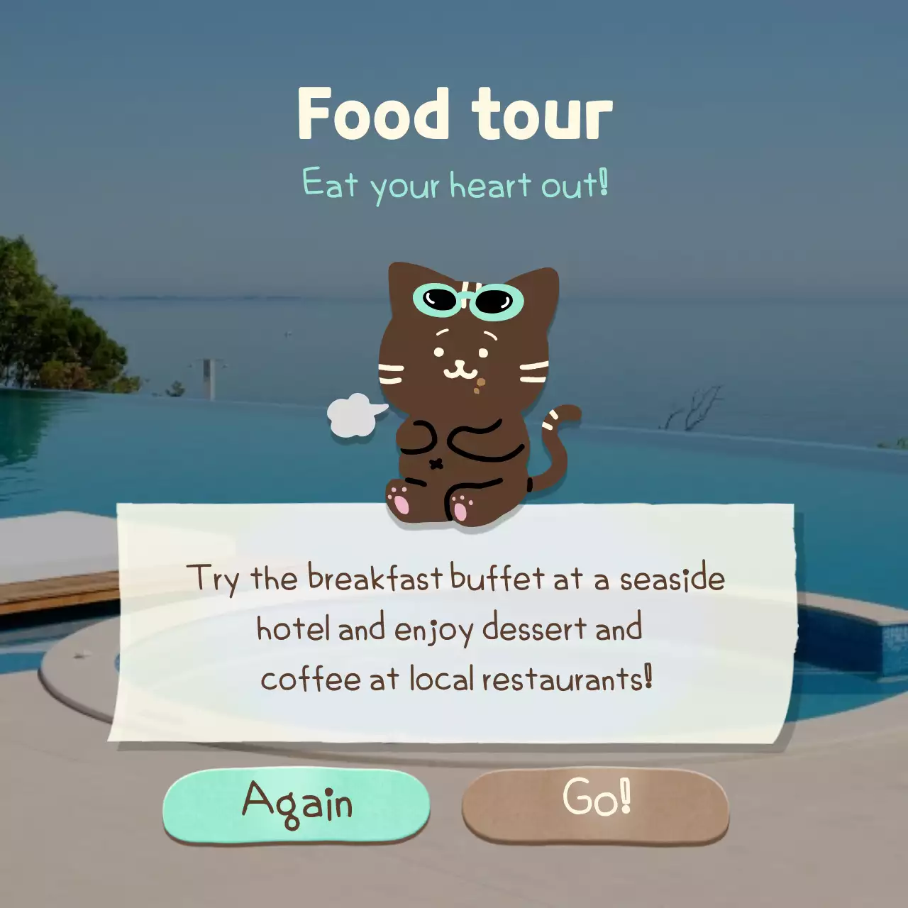 Vacation type psychology test with a cute blue pool concept