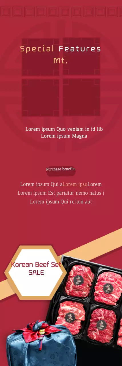 Banner de promoção de venda de carne bovina tradicional vermelha