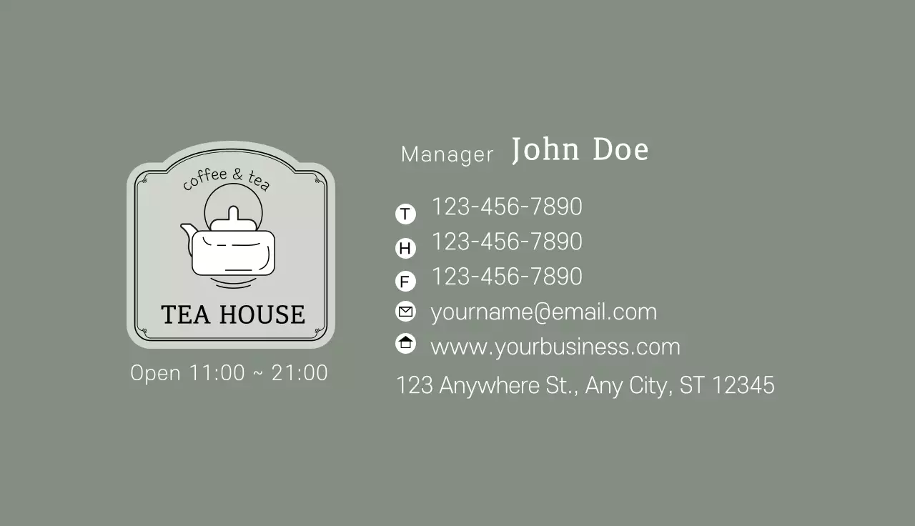 Sage Minimal Tea Advertisement Business Card