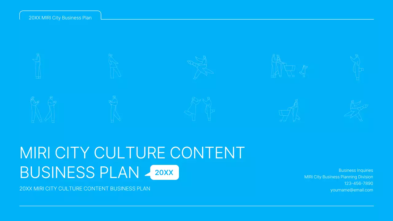 A clean blue and white cultural content business plan presentation