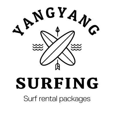 Mempromosikan selancar sebagai tujuan liburan dengan teks hitam sederhana dan ilustrasi garis