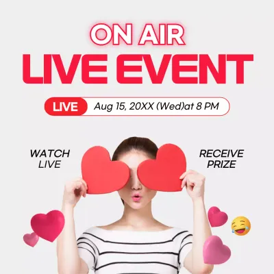Red Trendy Live Event Promotion Social Media Post