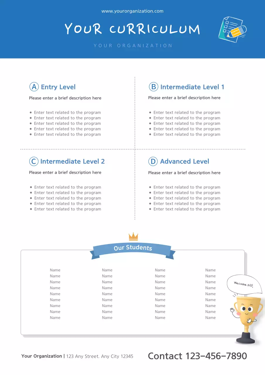 Blue Minimal Curriculum Guide Poster