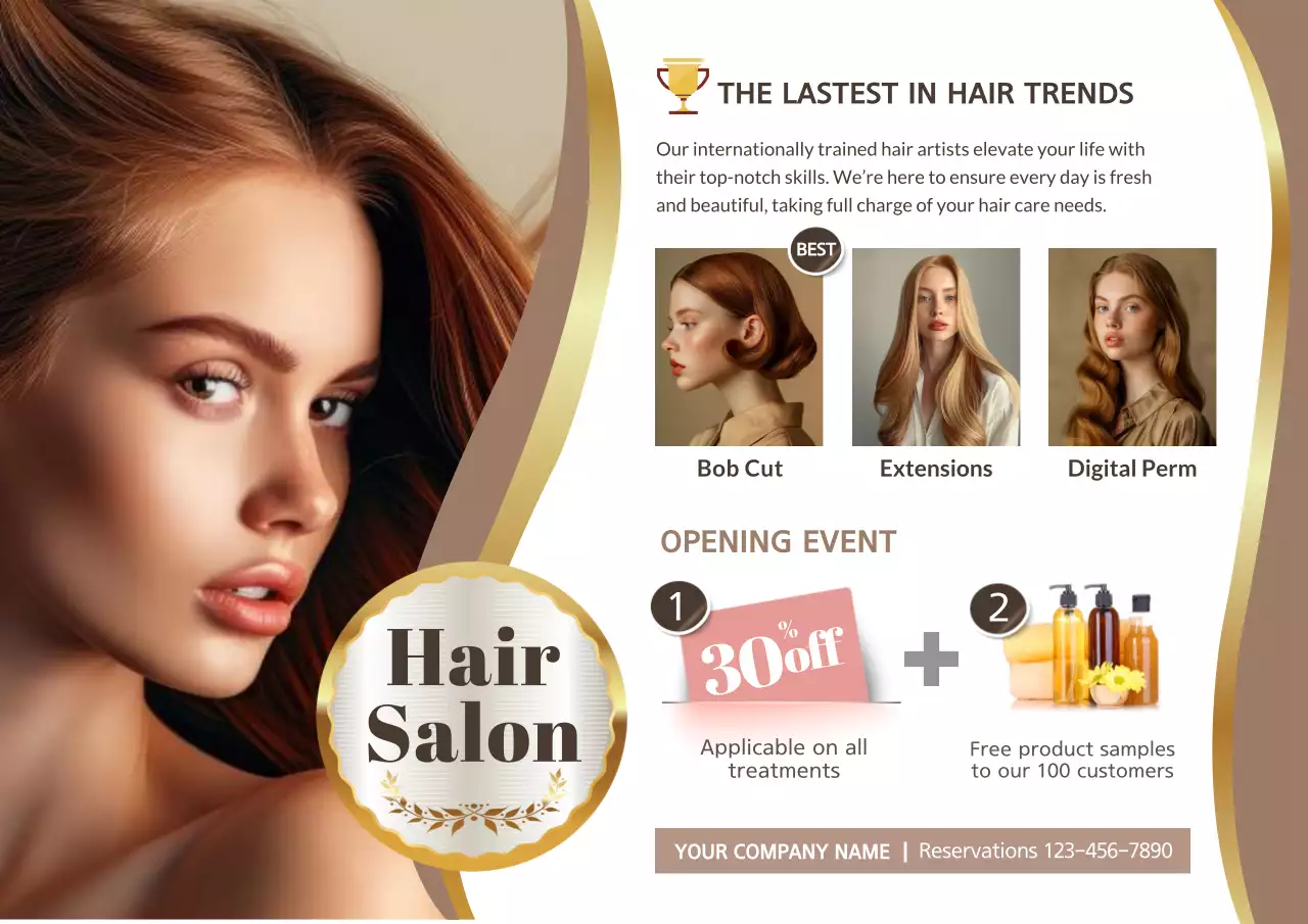 Beige Modern Hair Promotion Poster