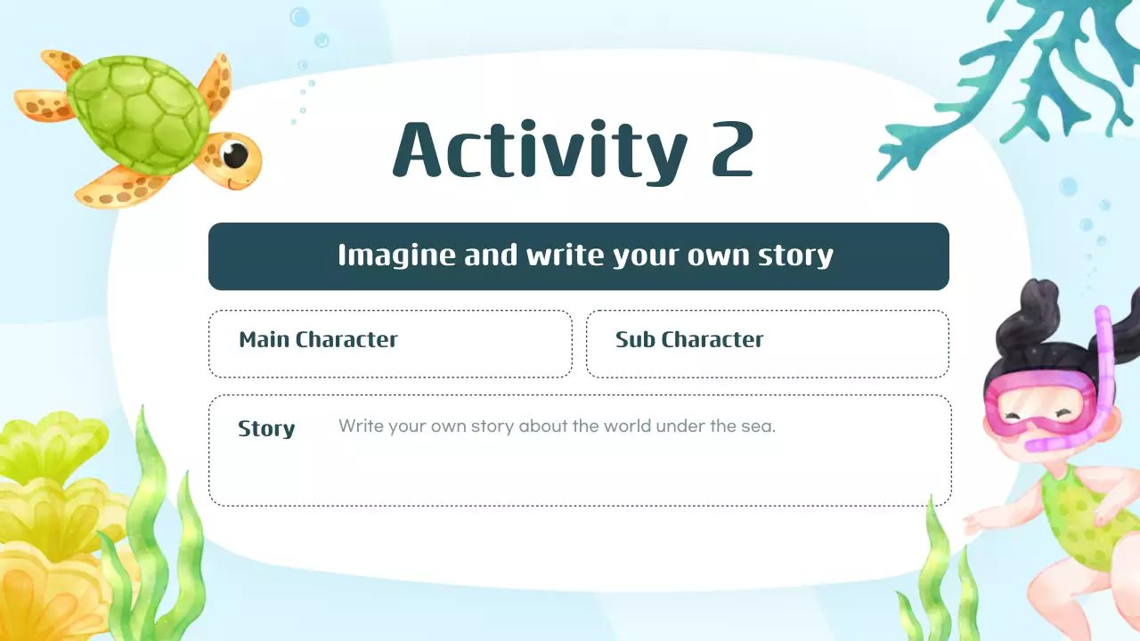 Colorful and cute ocean illustrated story reading lessons