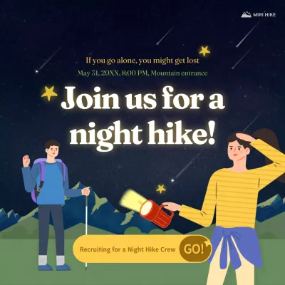 Blue's Illustrated Night Hike Crew Recruitment (Instagram feed post)