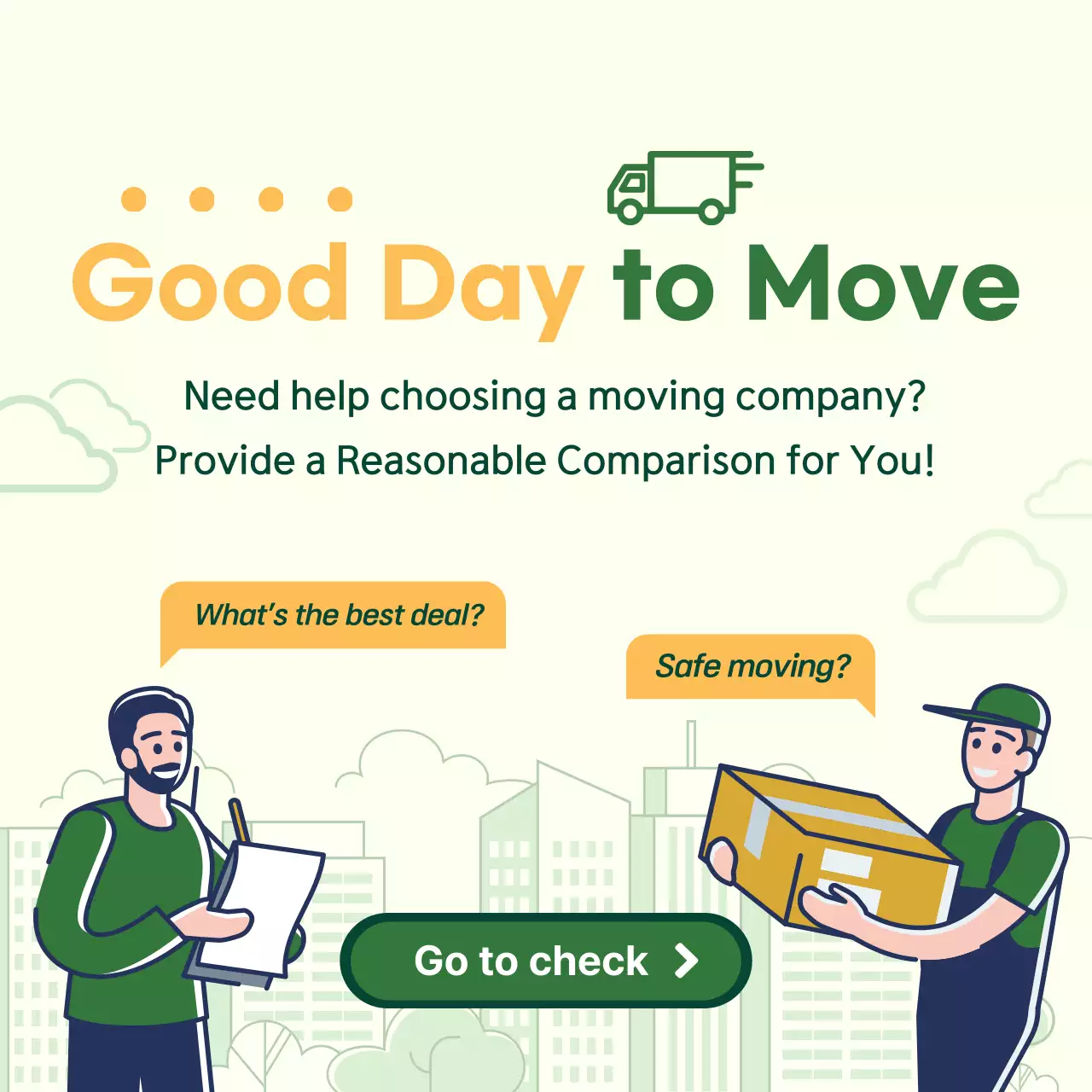 Green Modern Moving Promotion Social Media Post