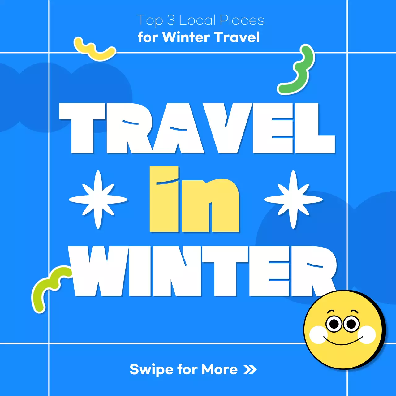 Introducing winter destinations with sky blue background