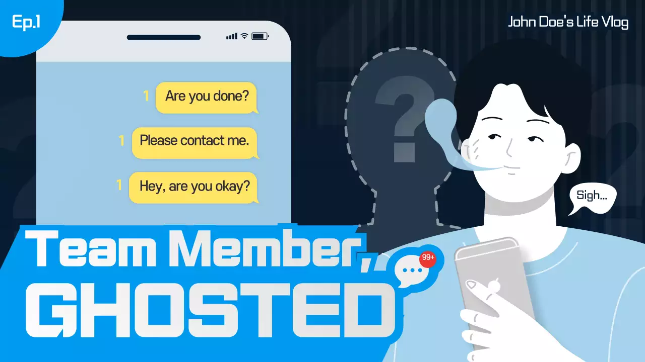 Blue Modern Ghosting Vlog YouTube Thumbnail