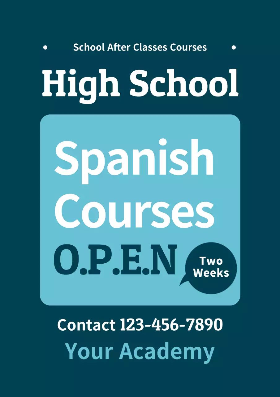 Teal Simple Courses Advertisement Poster