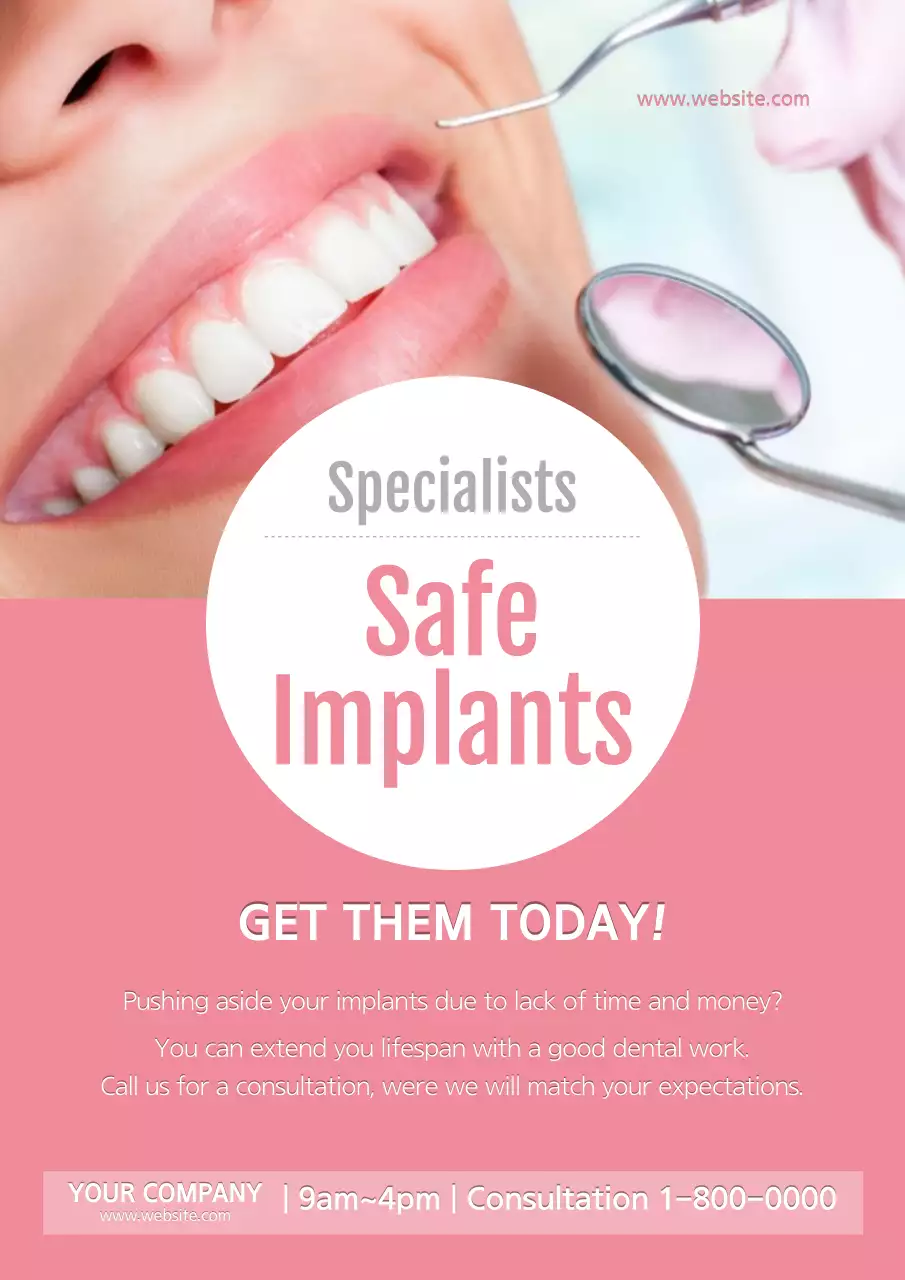 Pink Modern Dental Promotion Poster