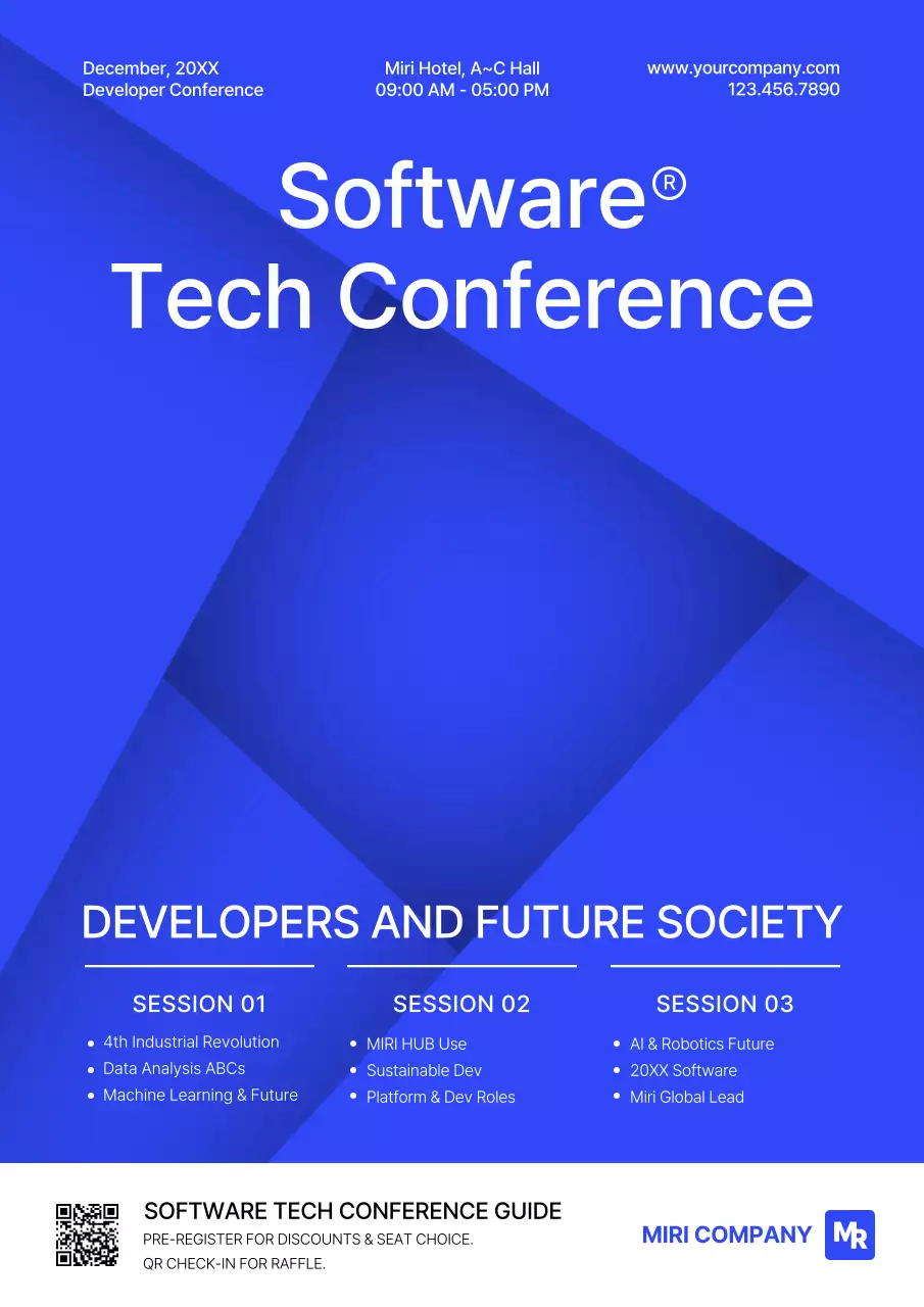 Blue Modern Tech Conference Guide Poster