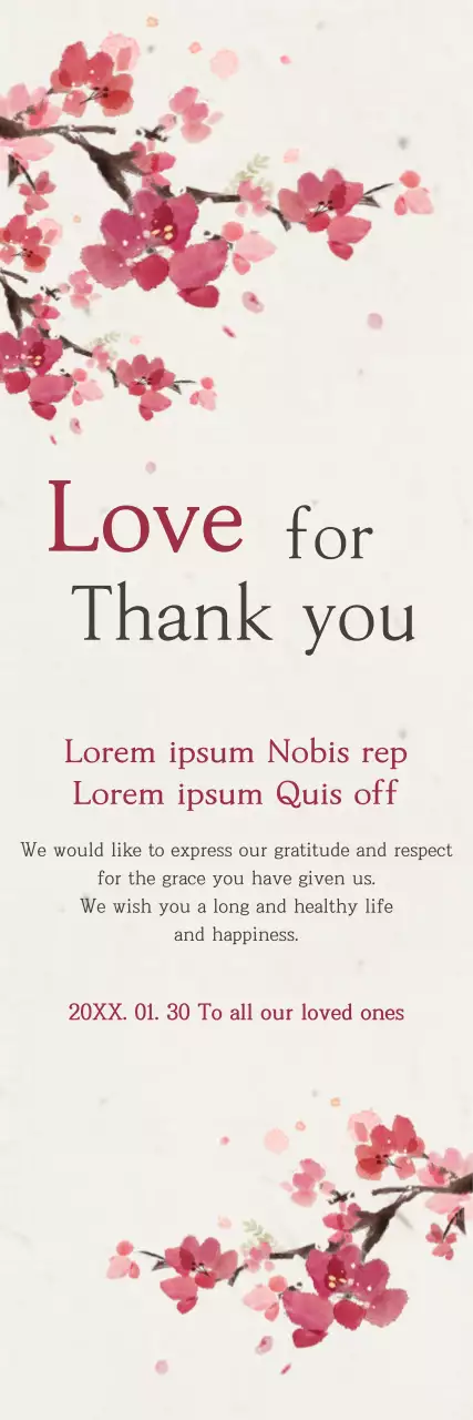 Banner de cartão de agradecimento floral rosa