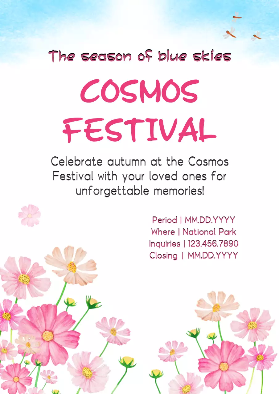 Pink Floral Festival Announcement Poster