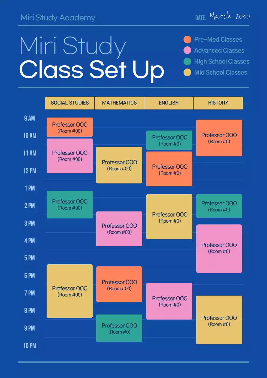 The blue cram school timetable