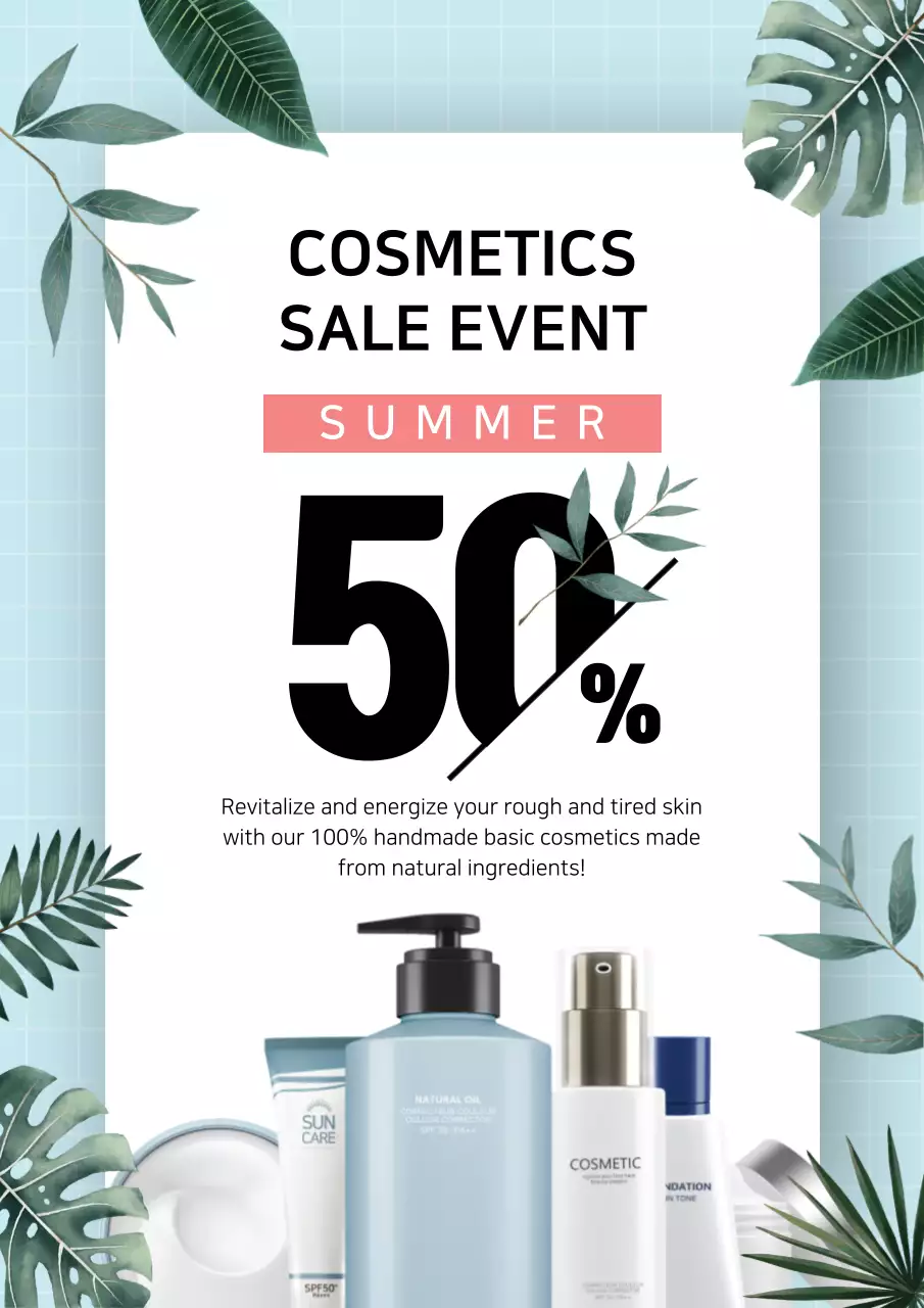 Blue Minimal Cosmetics Promotion Poster