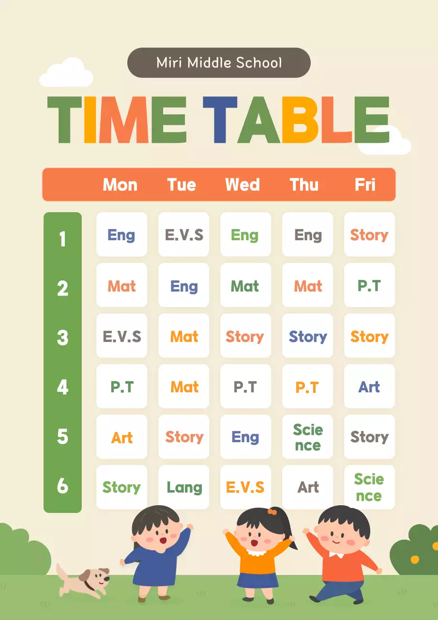 Beige Simple School Schedule Poster