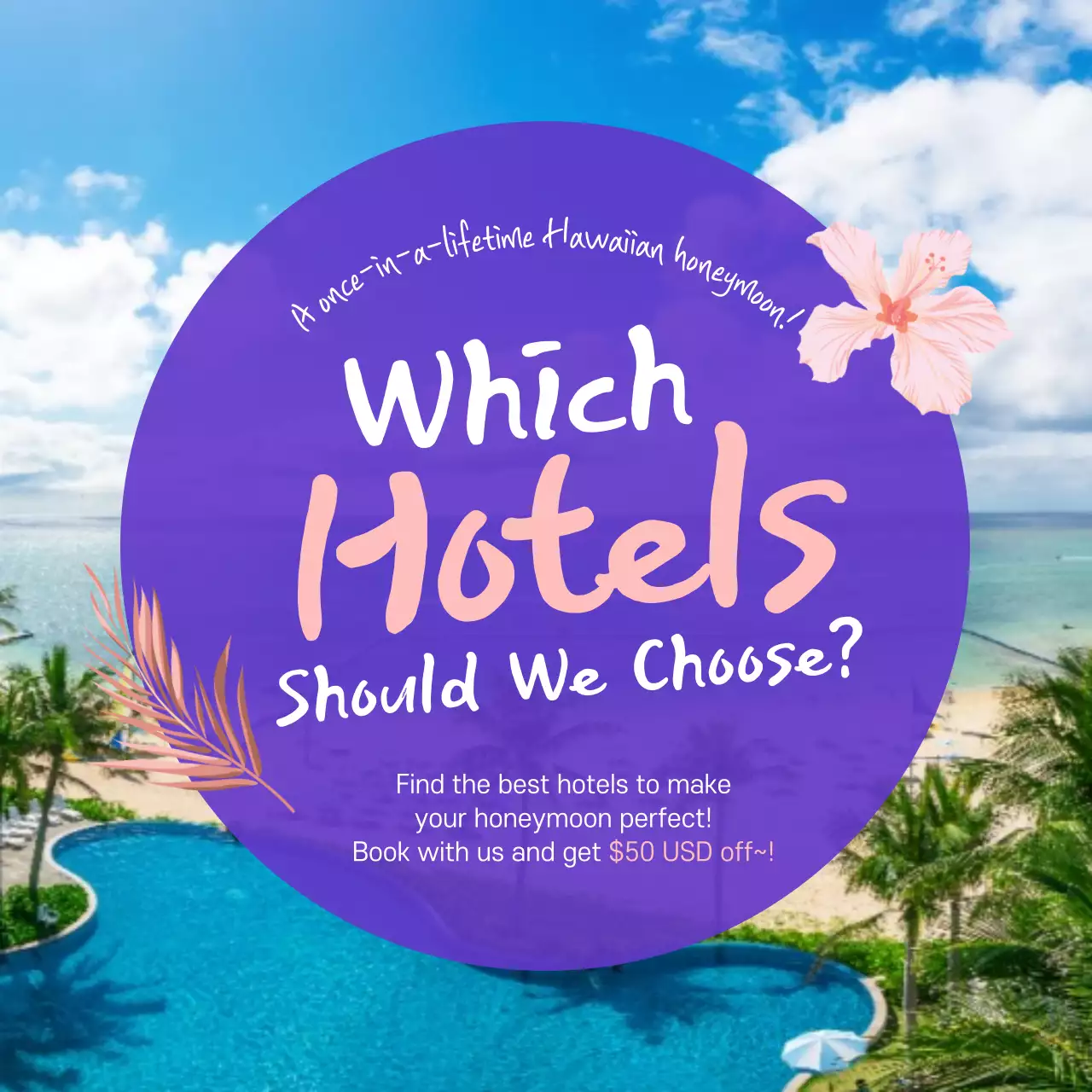 Purple Trendy Honeymoon Promotion Instagram Post