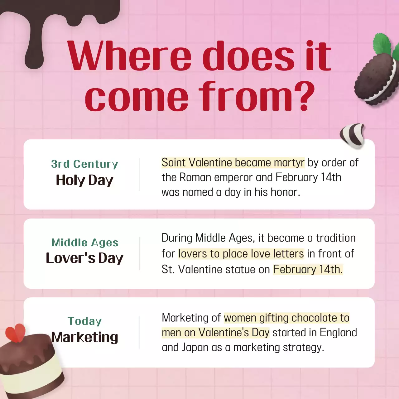 Bright, sweet and fresh Valentine's Day chocolate dessert kit in pink and deep green