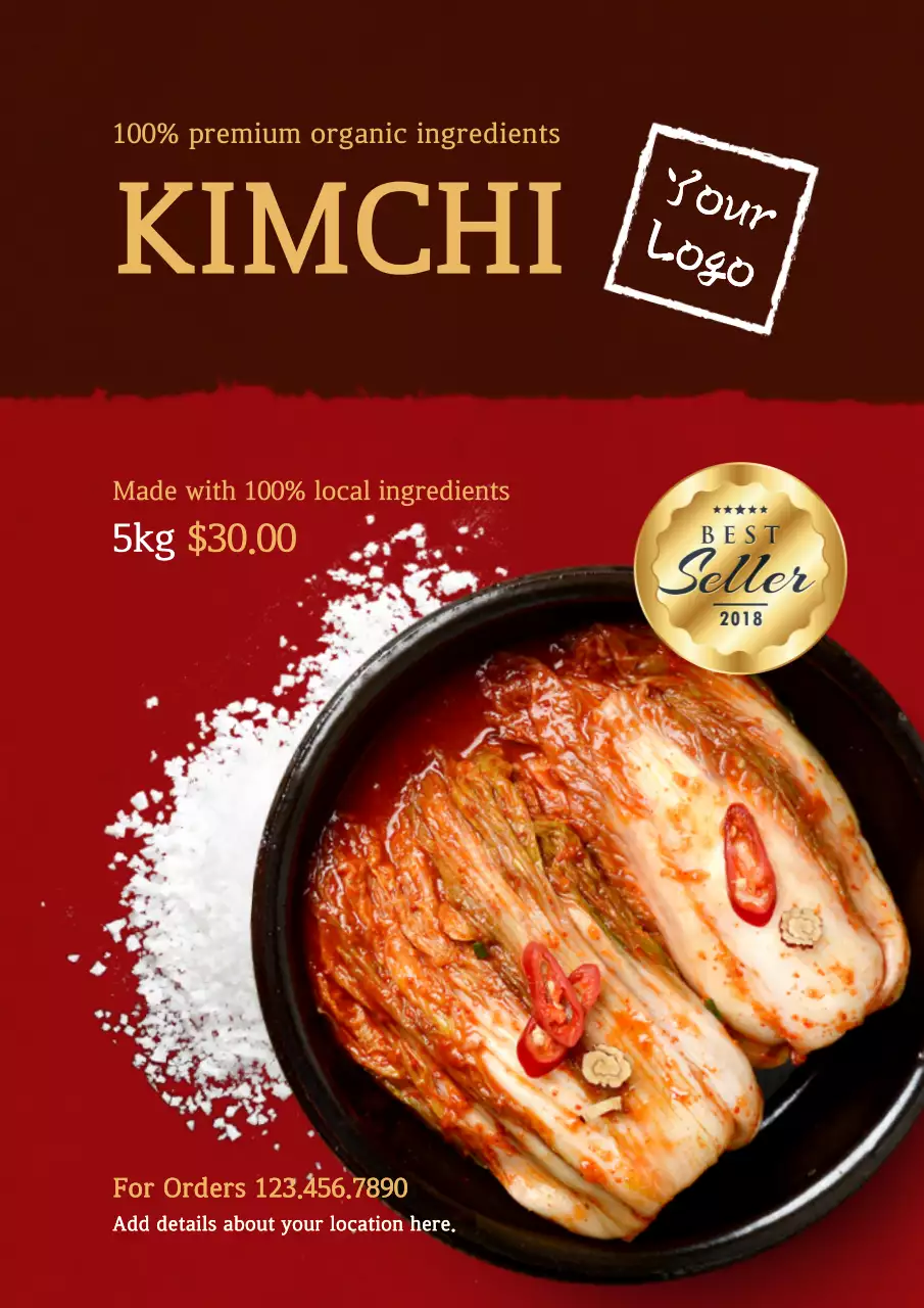 Red Traditional Kimchi Promotion Poster