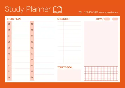 Simple conceptual study planner in orange color