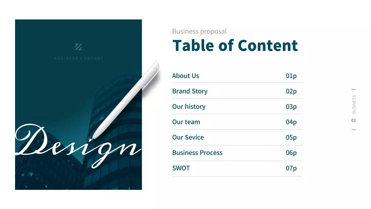 A simple business proposal in turquoise and brown.