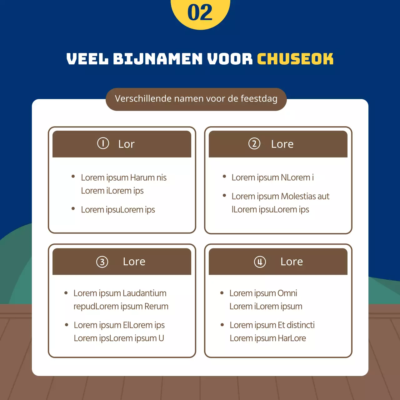 Een onverwacht Chuseok-verhaal met een schattig illustratieconcept in marineblauw en bruin