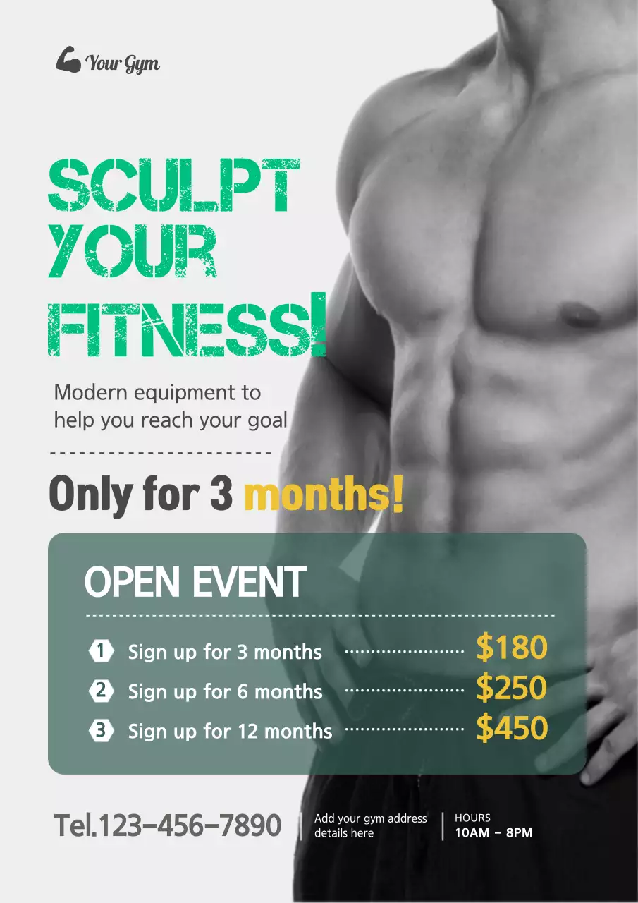 Grey Modern Fitness Promotion Poster