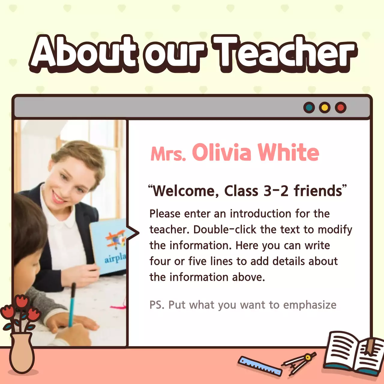 Introduce a class with a pink and yellow cute character concept