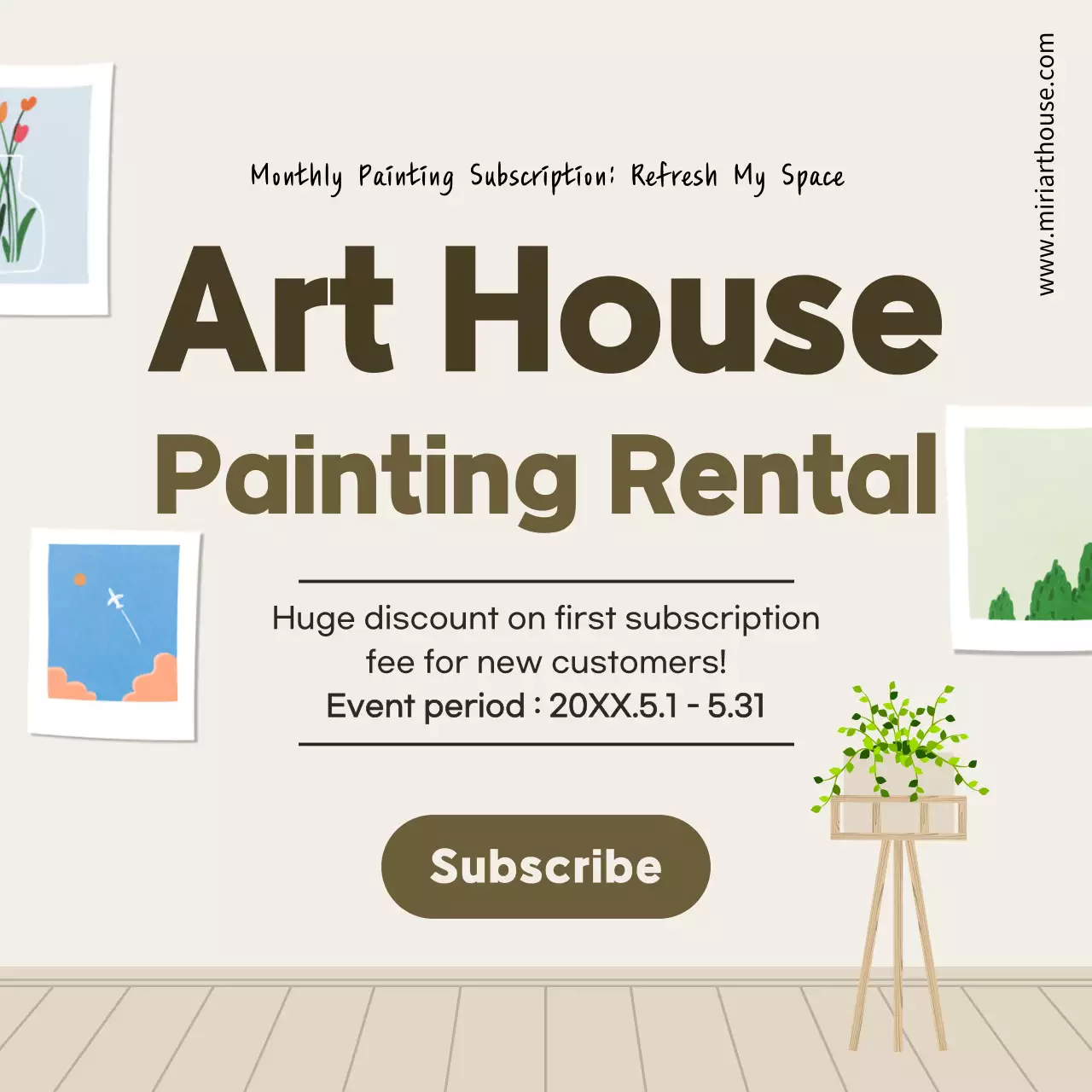 Beige Simple Painting Promotion Social Media Post