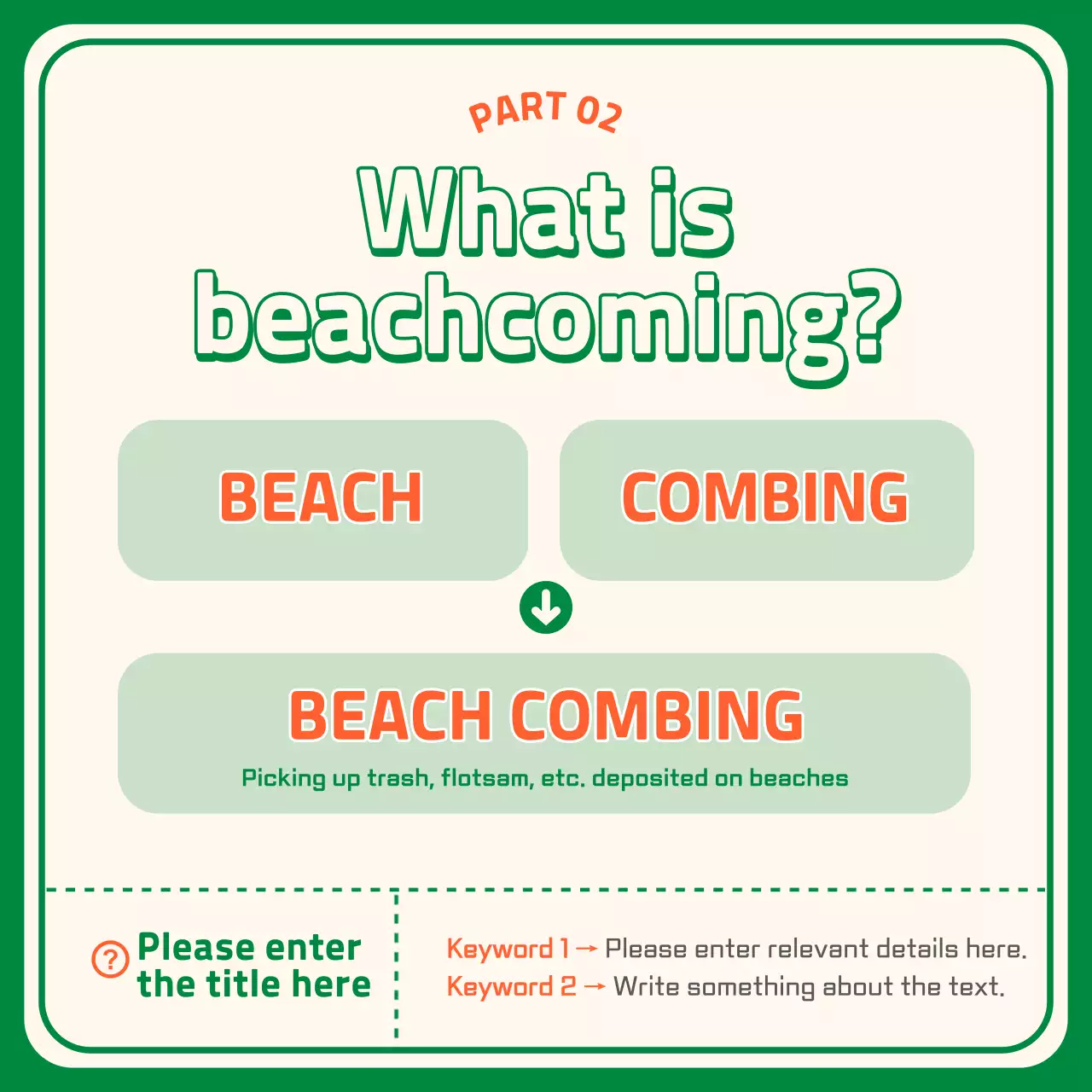 Green Orange Beachcombing CardNews