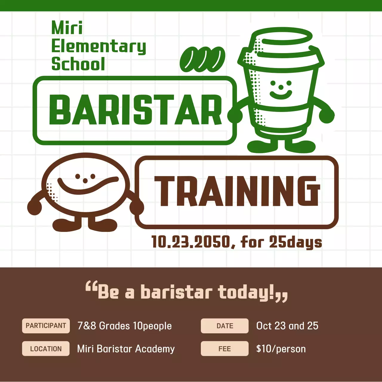 Green Simple Barista Training Promotion Instagram Post