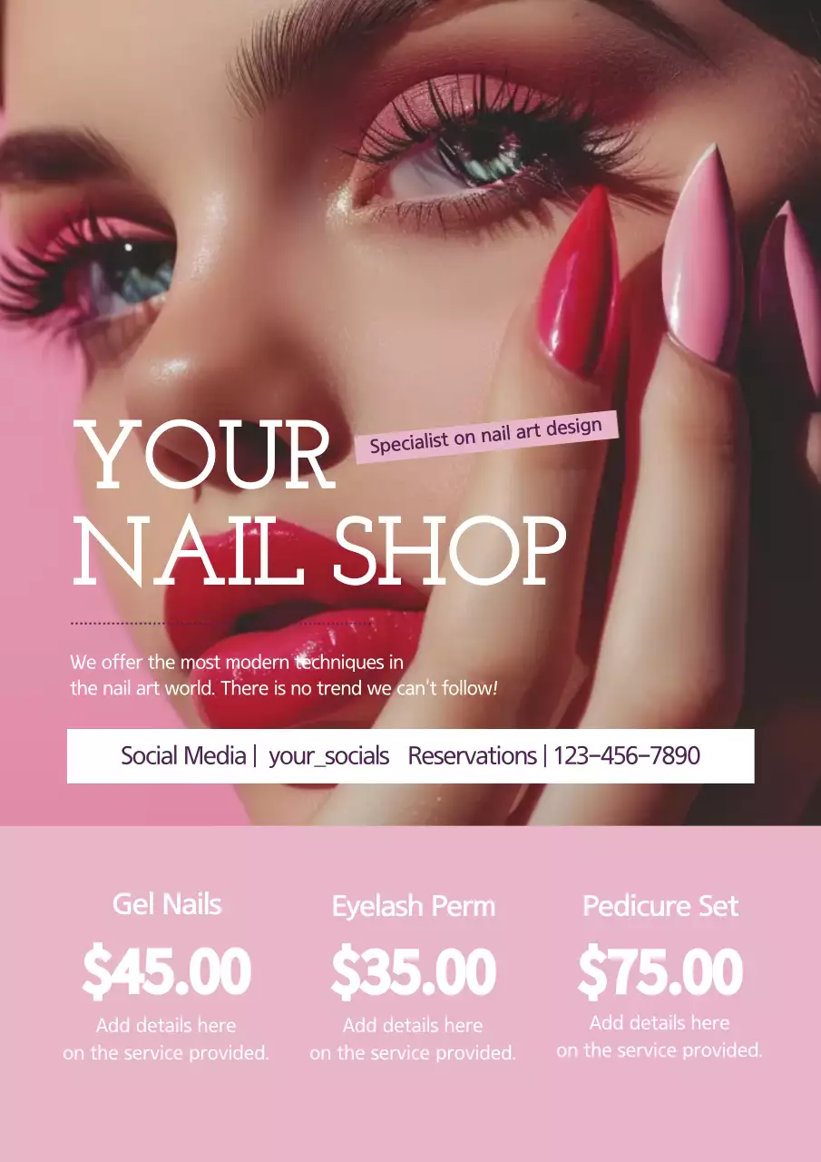 Pink Trendy Nail Promotion Poster