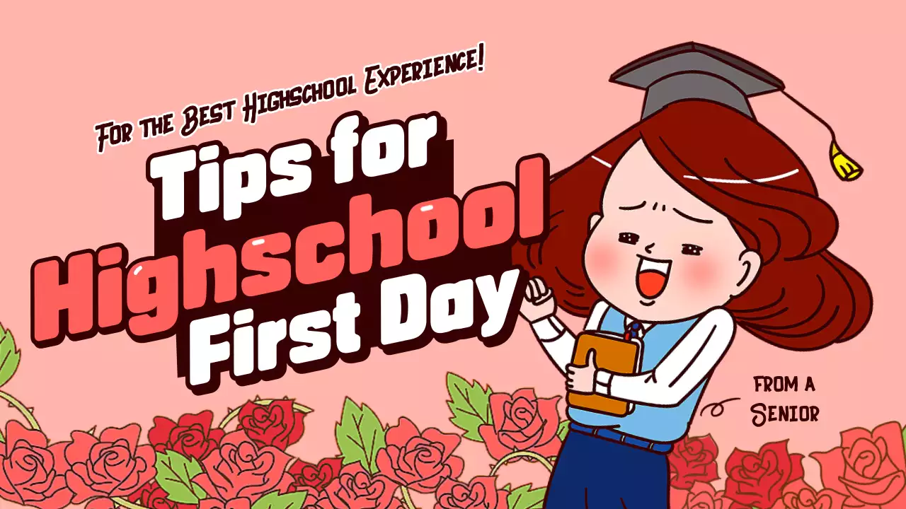 Informasi persiapan masuk sekolah menengah atas dalam konsep ilustrasi lucu berwarna merah muda coklat