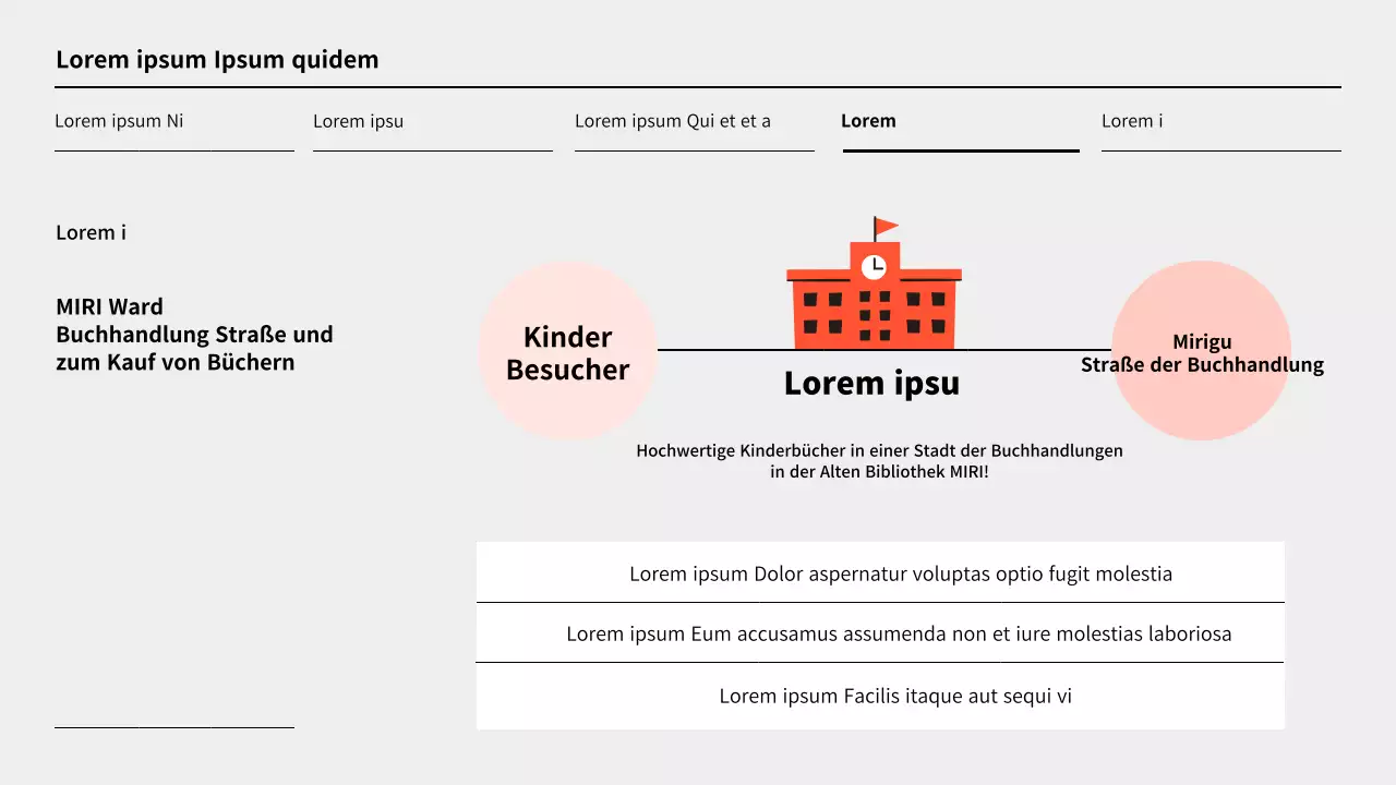 Einfacher Vorschlag für die Wiederbelebung einer Bibliothek in Orange und Grau