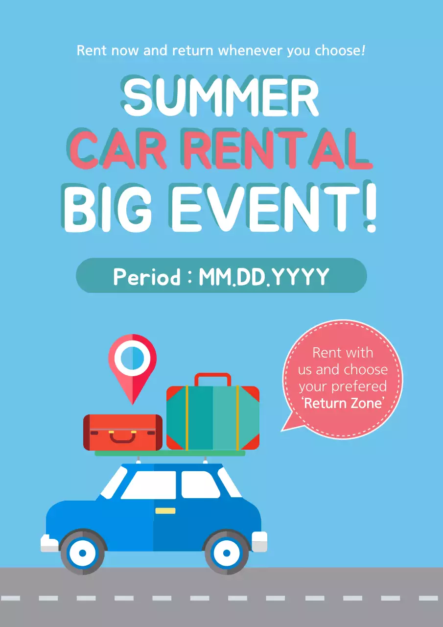 Blue Modern Car Rental Promotion Poster