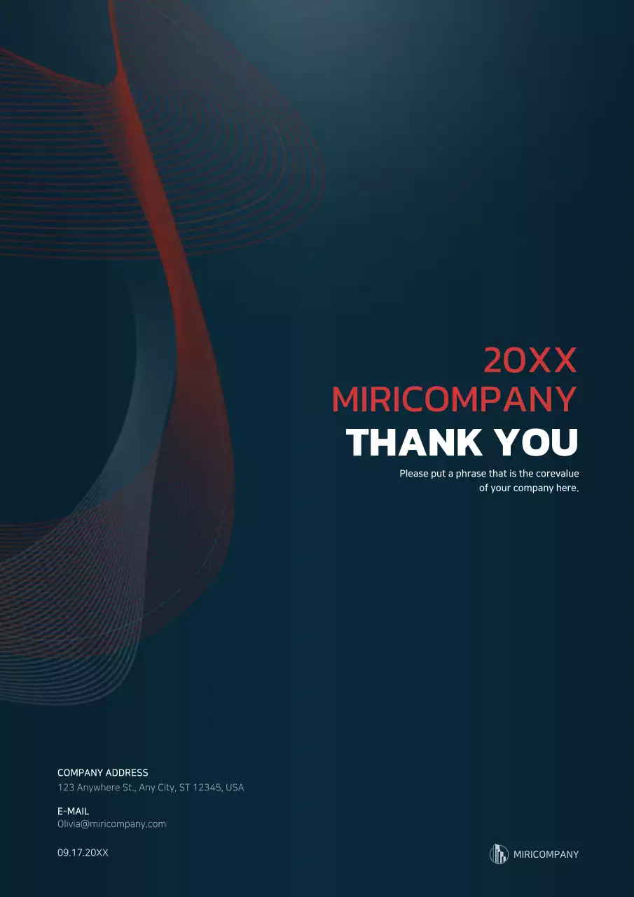 Graphic concept business plan with navy blue and red colors