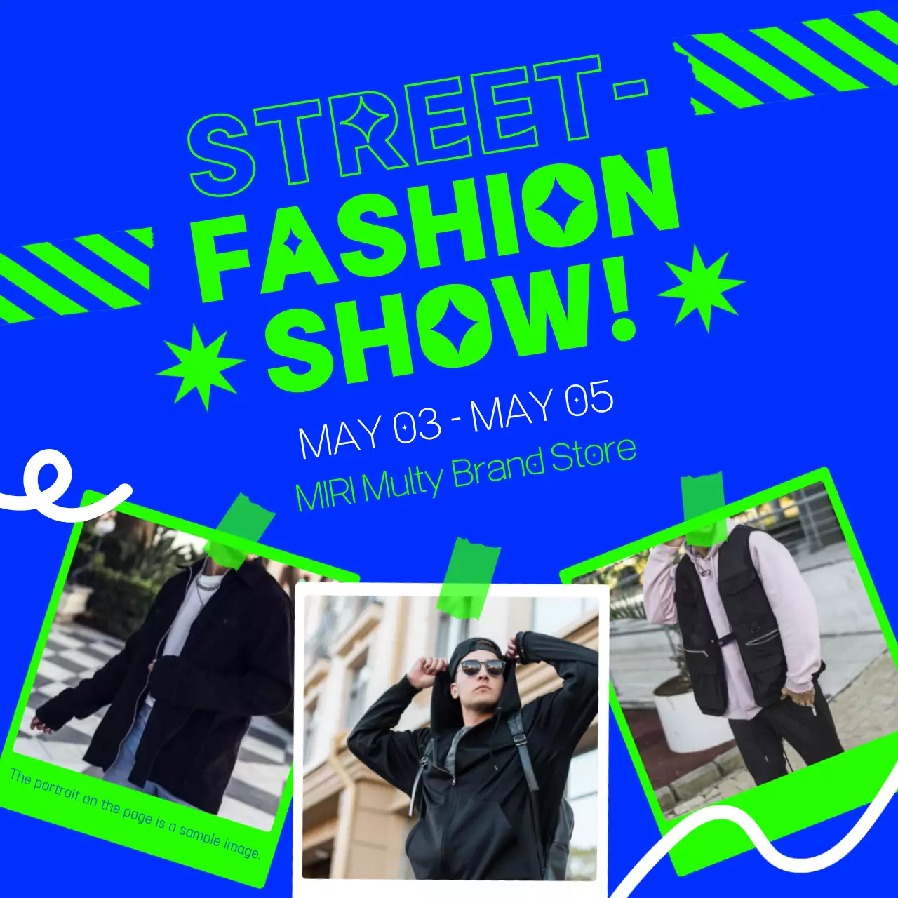 Blue Trendy Fashion Event Social Media Post