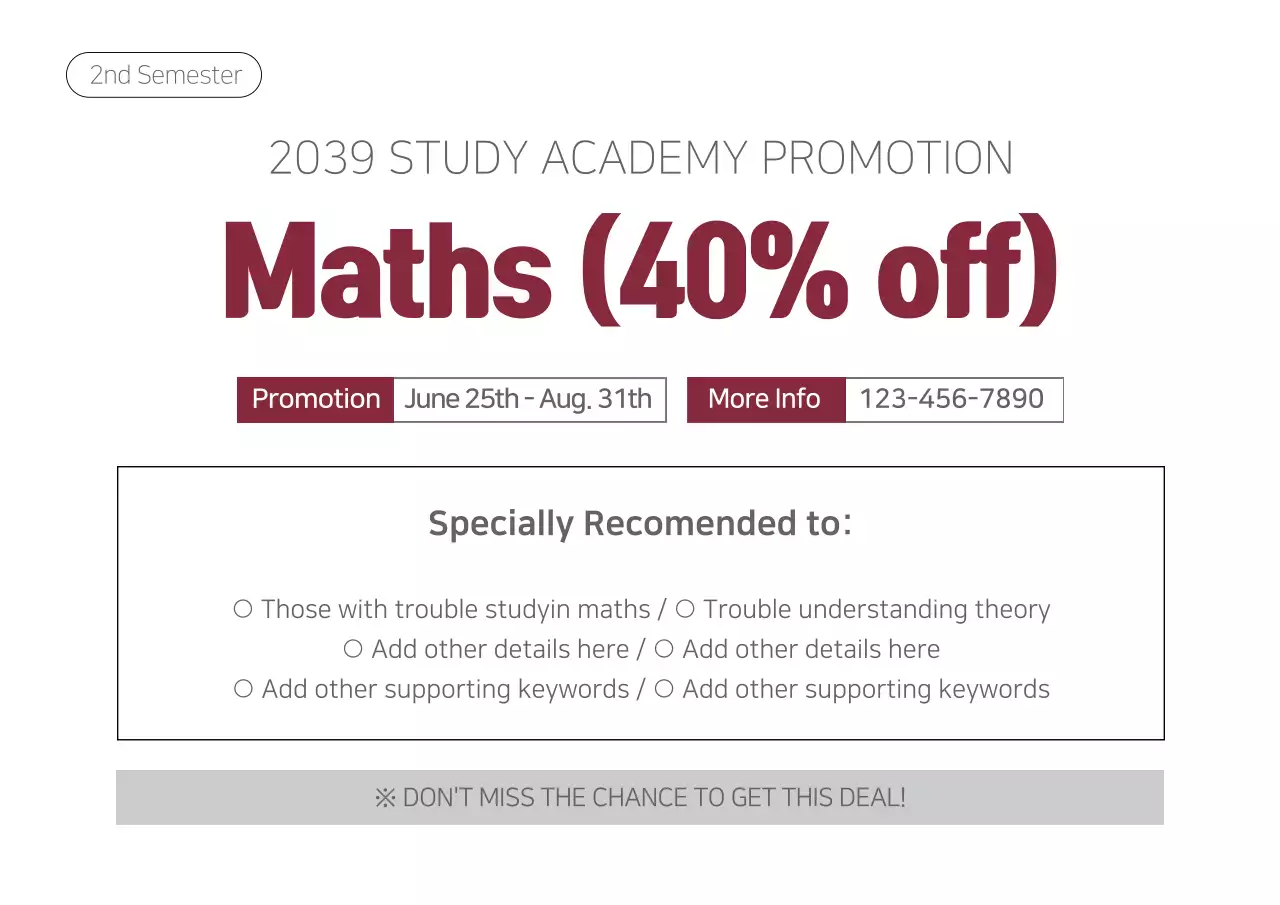 Red Modern Math Promotion Poster