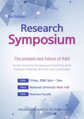 Promote an industry trade show with blue and purple geometric shapes