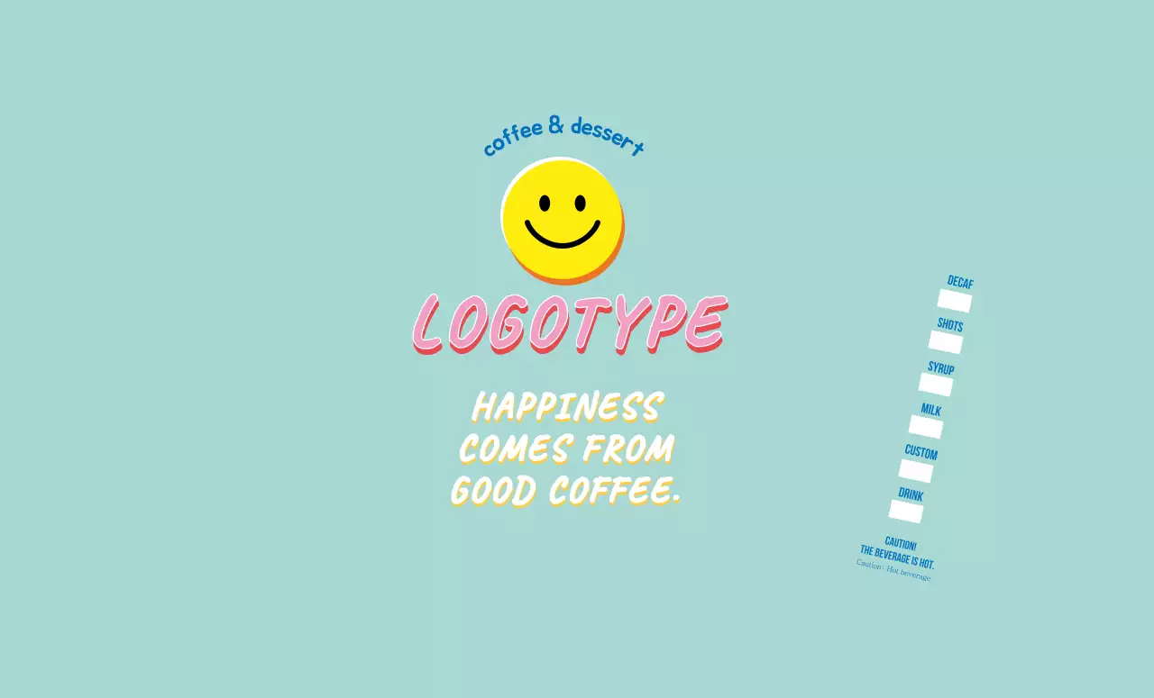 Kafe Huruf Ilustrasi Lucu Berwarna Biru