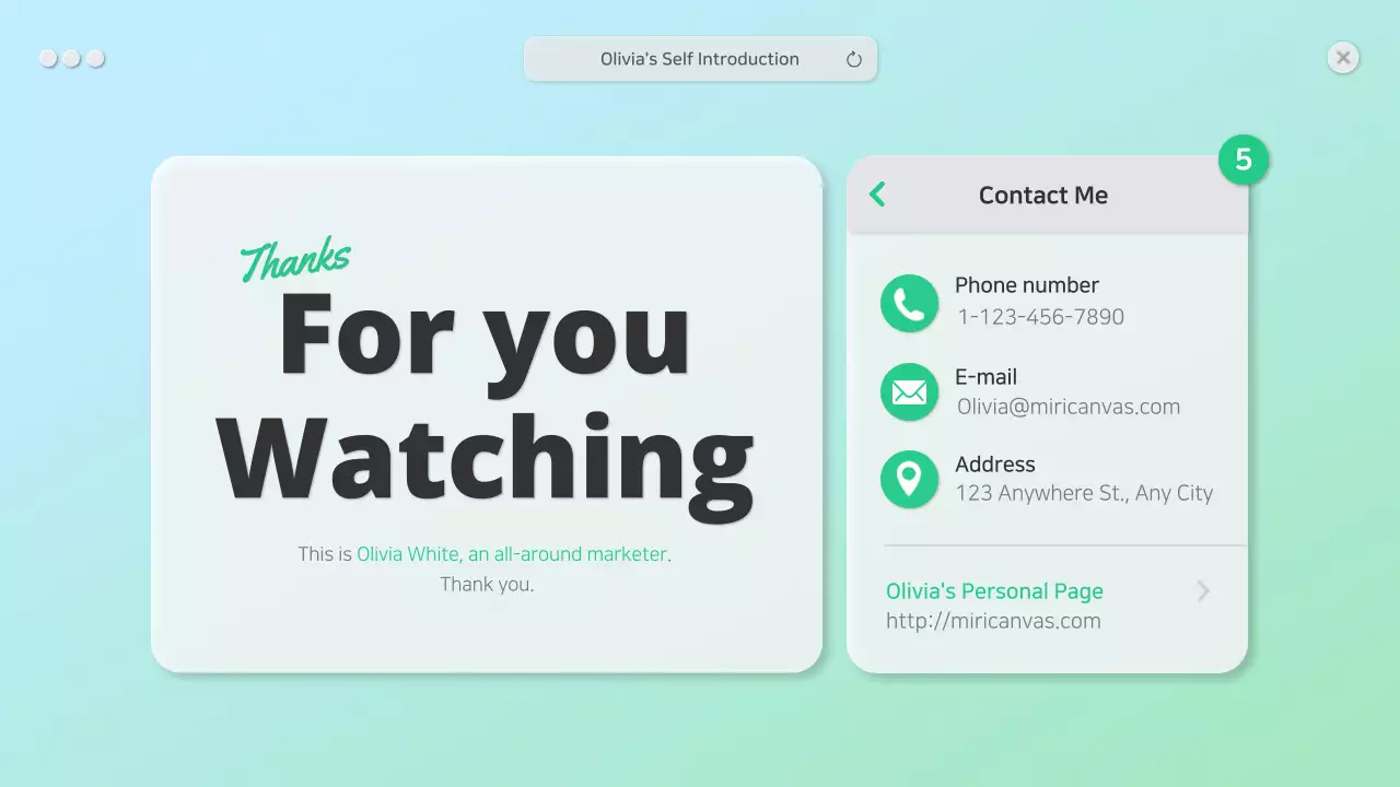 Tự giới thiệu gọn gàng với khái niệm GUI màu xanh lá cây