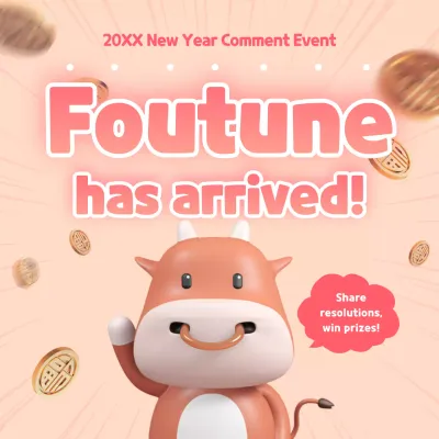 Pink Playful New Year Event Social Media Post