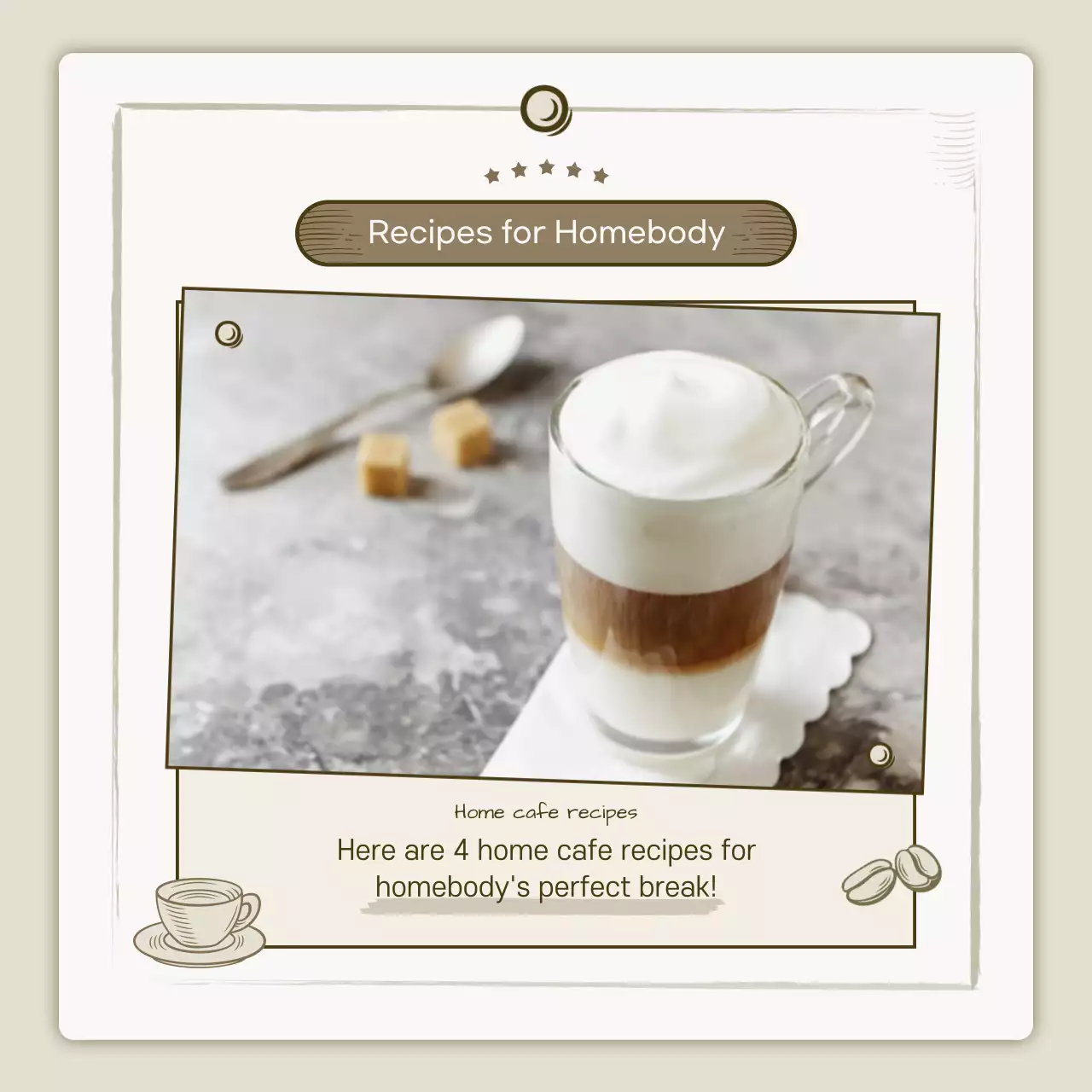 Beige Simple Cafe Recipe Instagram Carousel