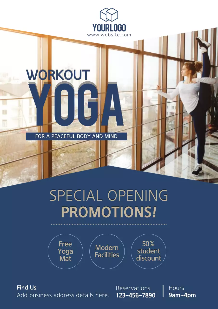 Blue Modern Yoga Promotion Poster