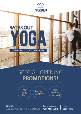 Blue Modern Yoga Promotion Poster