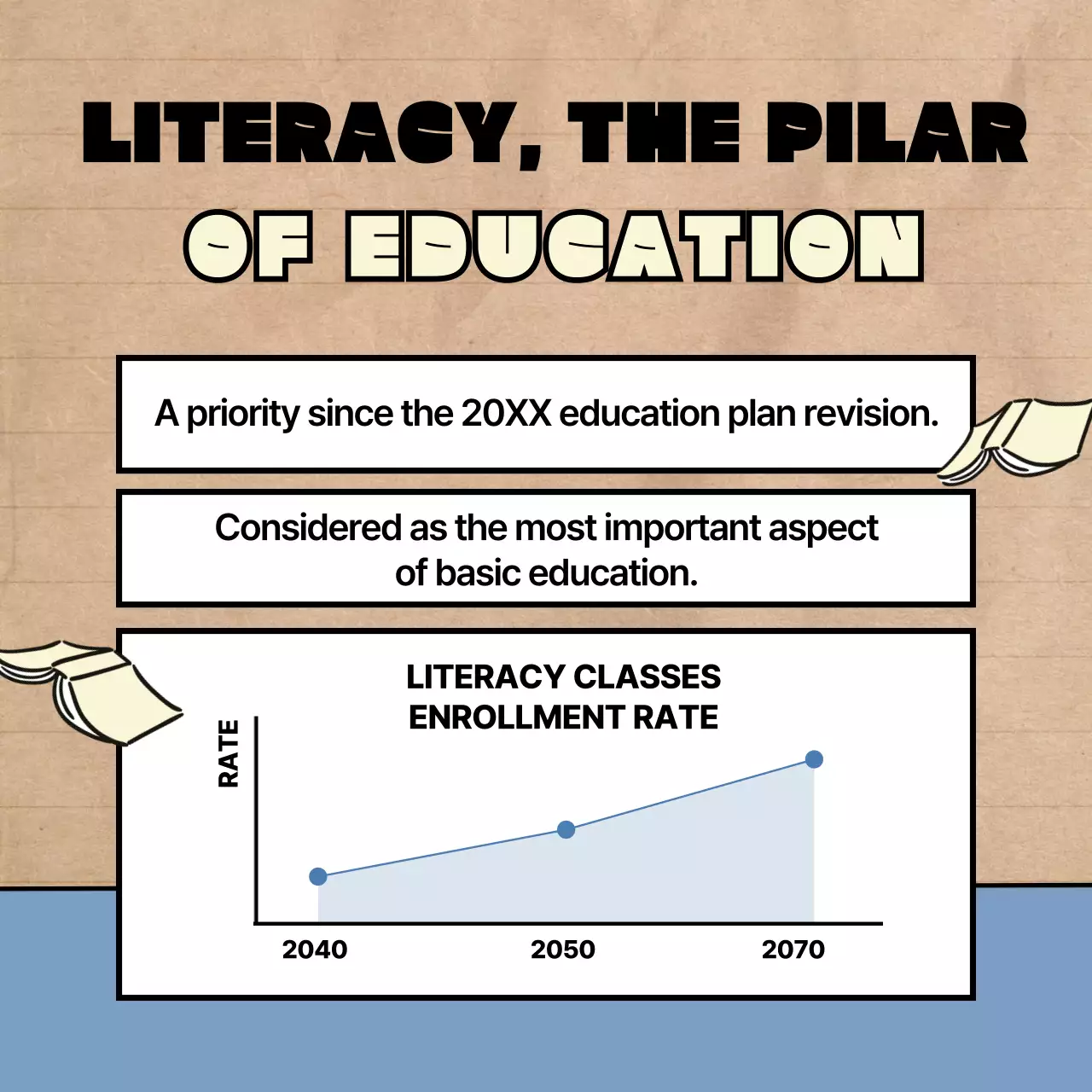 Literacy training academy with cute illustrations in red and black
