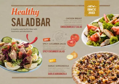 Beige Modern Salad Menu Poster