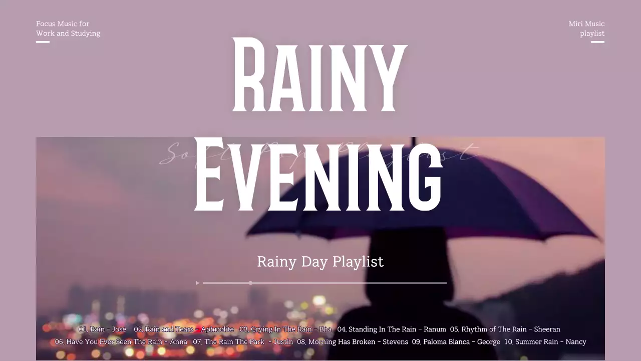 Rainy evening moody playlist in purple