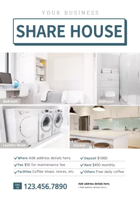 White Modern Share House Promotion Poster